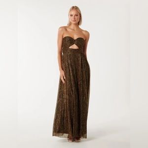 Ever New Metallic Strapless Plisse Maxi Dress